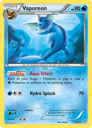 Vaporeon 022/98 - Reverse Holofoil XY Ancient Origins - Uncommon