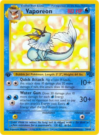 Vaporeon (28) 028/64 - 1st Edition Jungle - Rare