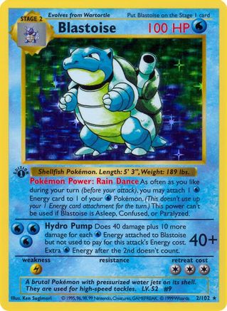 Blastoise 002 - 1st Edition Holofoil Base Set Shadowless - Holo Rare