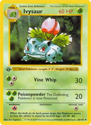 Ivysaur 030/102 - 1st Edition Base Set Shadowless - Uncommon