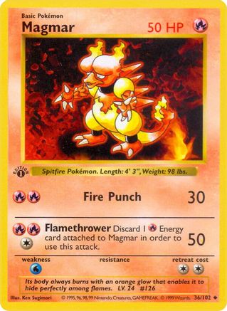 Magmar 036/102 - Unlimited Base Set Shadowless - Uncommon