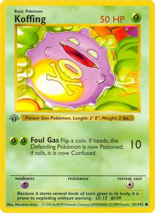 Koffing 051/102 - 1st Edition Base Set Shadowless - Common