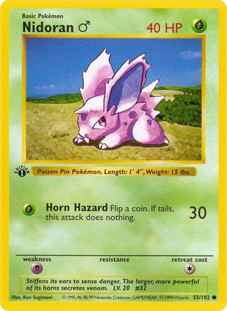 Nidoran M 055/102 - 1st Edition Base Set Shadowless - Common