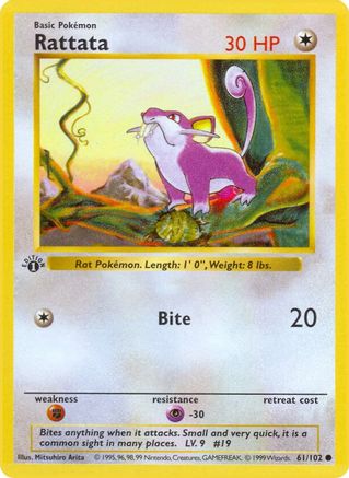 Rattata 061/102 - 1st Edition Base Set Shadowless - Common