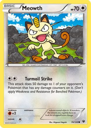 Meowth 074/124 - Reverse Holofoil XY Fates Collide - Common