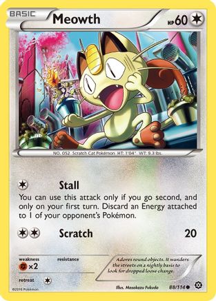 Meowth 088/114 - Reverse Holofoil XY Steam Siege - Common