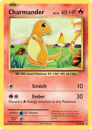 Charmander 009/108 - Reverse Holofoil XY Evolutions - Common