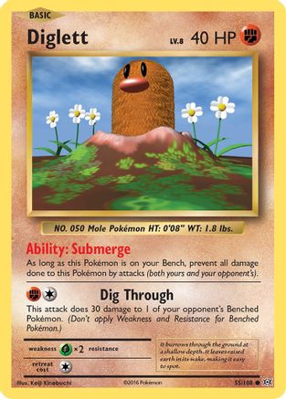Diglett 055/108 - Reverse Holofoil XY Evolutions - Common