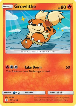 Growlithe 021/149 - Reverse Holofoil SM Base Set - Common