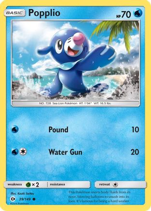 Popplio 039/149 - Reverse Holofoil SM Base Set - Common