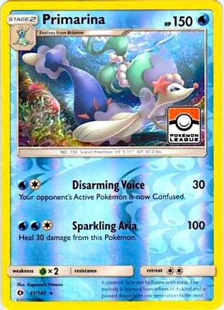 Primarina 041/149 - Reverse Holofoil League & Championship Cards - Promo