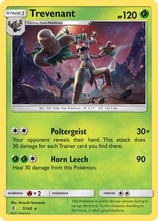 Trevenant 007/145 - Reverse Holofoil SM Guardians Rising - Rare
