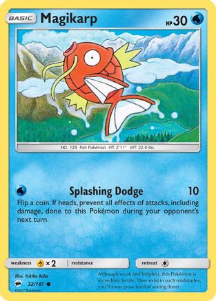 Magikarp 032/147 - Reverse Holofoil SM Burning Shadows - Common