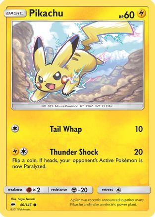 Pikachu 040/147 SM Burning Shadows - Common