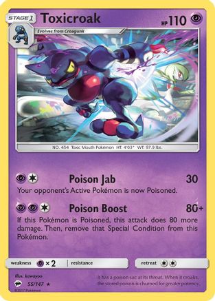 Toxicroak 055/147 SM Burning Shadows - Rare