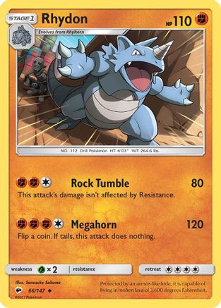 Rhydon 066/147 SM Burning Shadows - Uncommon