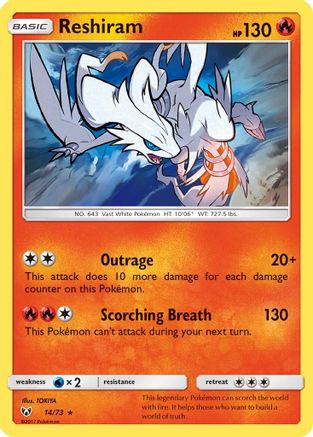Reshiram 014/73 - Holofoil Shining Legends - Holo Rare