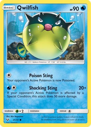 Qwilfish 021 - Reverse Holofoil Shining Legends - Common