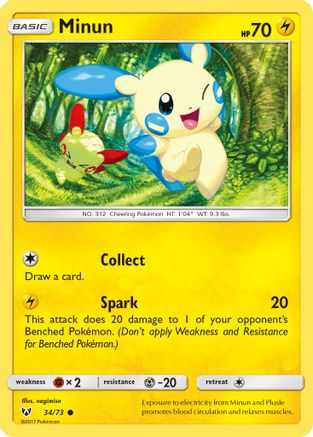 Minun 034/73 - Reverse Holofoil Shining Legends - Common