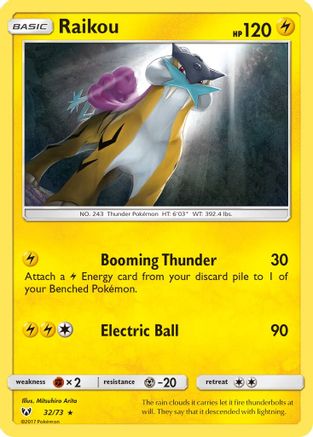 Raikou 032/73 - Reverse Holofoil Shining Legends - Holo Rare