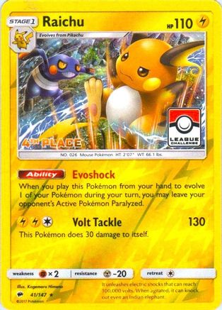 Raichu 041/147 - Reverse Holofoil League & Championship Cards - Promo