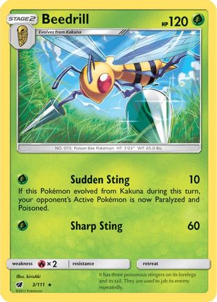 Beedrill 003/111 - Reverse Holofoil SM Crimson Invasion - Rare
