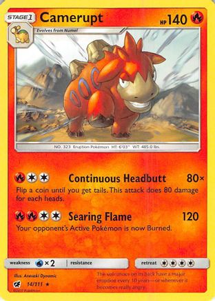 Camerupt 014 - Reverse Holofoil SM Crimson Invasion - Rare