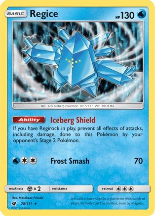 Regice 028/111 - Holofoil SM Crimson Invasion - Holo Rare