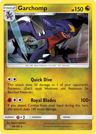 Garchomp 099/156 - Reverse Holofoil SM Ultra Prism - Rare
