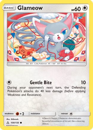 Glameow 108/156 - Reverse Holofoil SM Ultra Prism - Common
