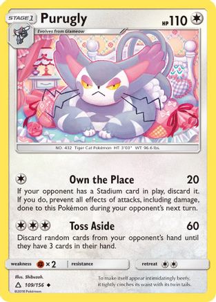 Purugly 109/156 - Reverse Holofoil SM Ultra Prism - Uncommon