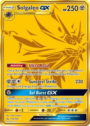 Solgaleo GX (Secret Rare) 173 - Holofoil SM Ultra Prism - Secret Rare