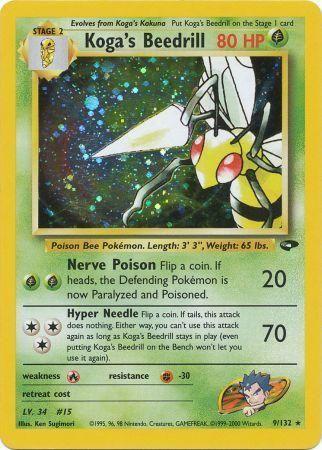 Koga's Beedrill 009/132 - Unlimited Holofoil Gym Challenge - Holo Rare