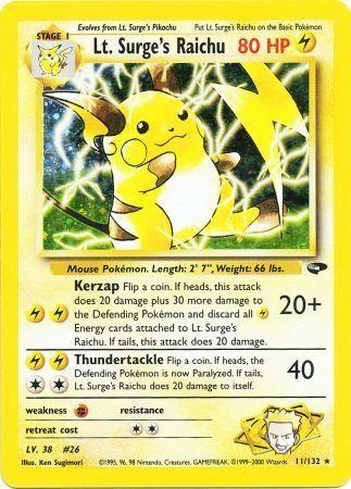 Lt. Surge's Raichu 011/132 - Unlimited Holofoil Gym Challenge - Holo Rare