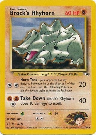 Brock's Rhyhorn (22) 022/132 - Unlimited Gym Heroes - Rare