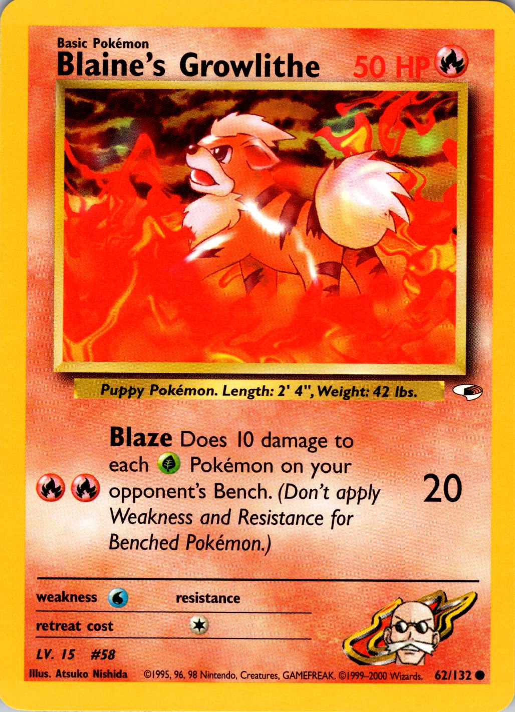 Blaine's Growlithe (62) 062/132 - Unlimited Gym Heroes - Common