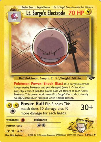 Lt. Surge's Electrode 052/132 - Unlimited Gym Challenge - Uncommon