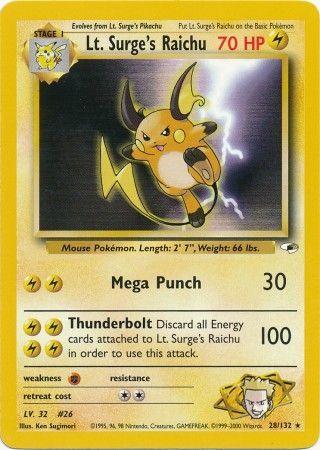 Lt. Surge's Raichu 028/132 - Unlimited Gym Heroes - Rare
