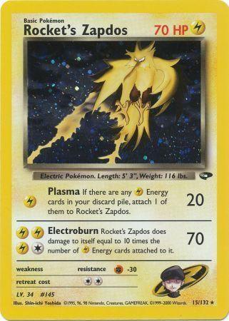 Rocket's Zapdos 015/132 - Unlimited Holofoil Gym Challenge - Holo Rare