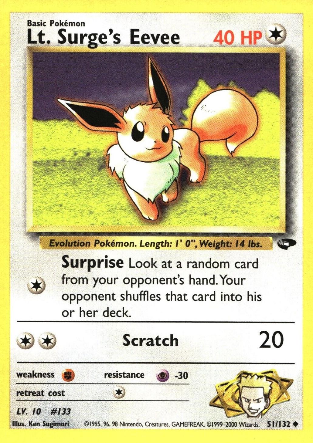 Lt. Surge's Eevee 051/132 - Unlimited Gym Challenge - Uncommon