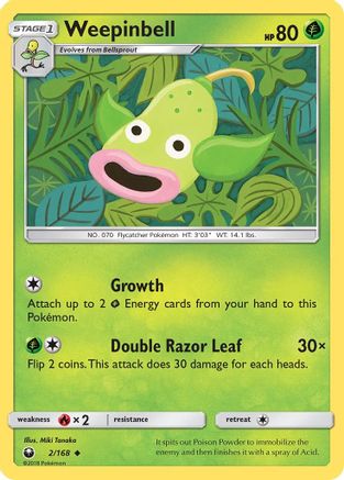 Weepinbell 002/168 - Reverse Holofoil SM Celestial Storm - Uncommon