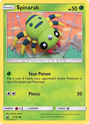 Spinarak 005/168 - Reverse Holofoil SM Celestial Storm - Common