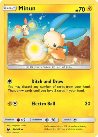 Minun 054/168 - Reverse Holofoil SM Celestial Storm - Uncommon
