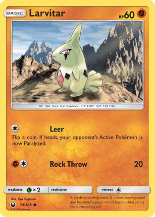 Larvitar 074/168 - Reverse Holofoil SM Celestial Storm - Common