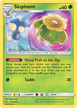 Skiploom 013/214 - Reverse Holofoil SM Lost Thunder - Uncommon