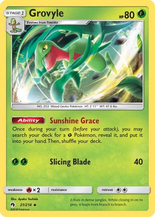 Grovyle 021/214 - Reverse Holofoil SM Lost Thunder - Uncommon