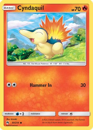 Cyndaquil (40) 040/214 - Reverse Holofoil SM Lost Thunder - Common