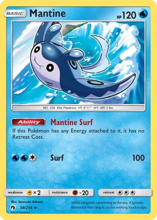 Mantine 058 - Reverse Holofoil SM Lost Thunder - Uncommon
