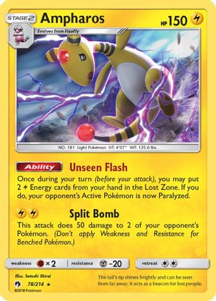 Ampharos 078/214 - Reverse Holofoil SM Lost Thunder - Holo Rare