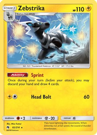 Zebstrika 082/214 - Reverse Holofoil SM Lost Thunder - Rare